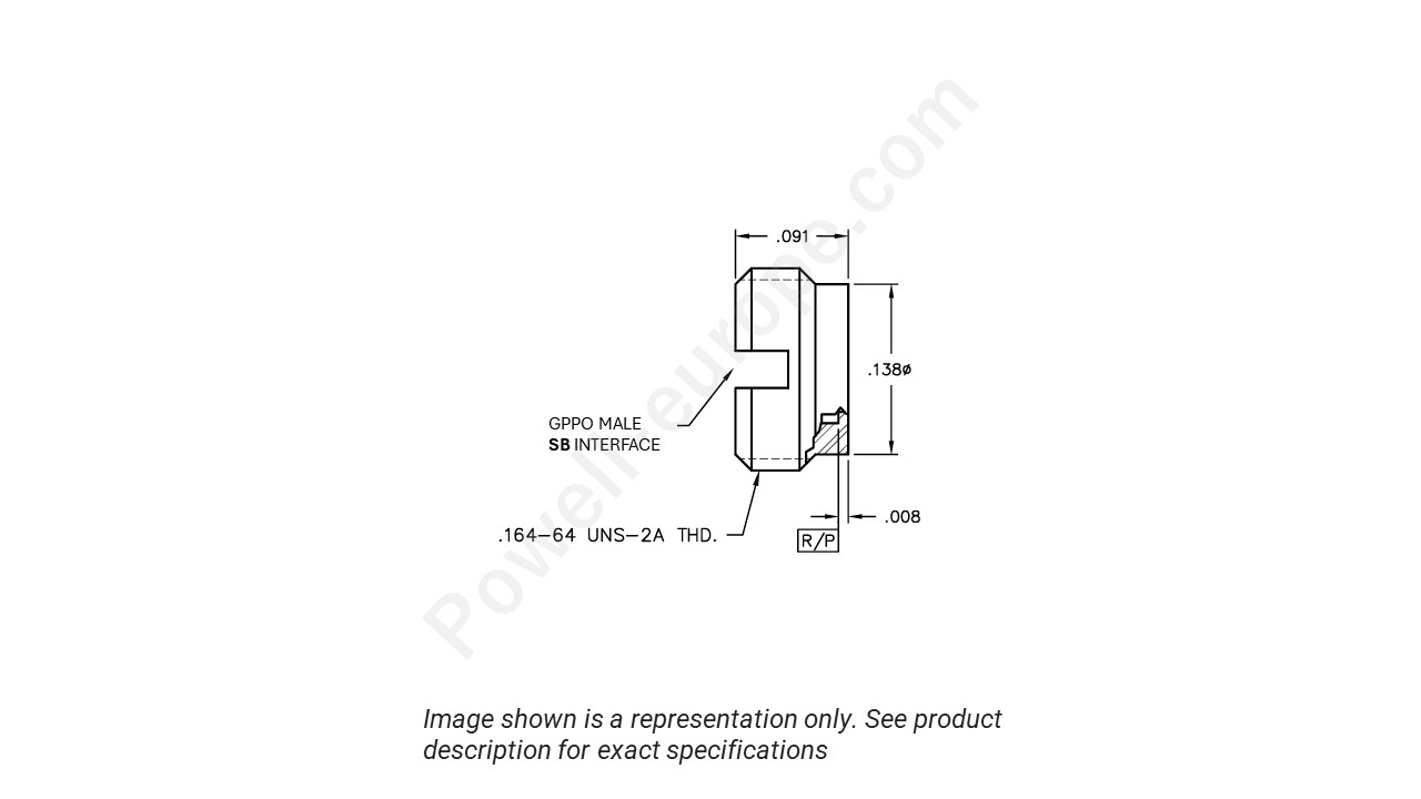 Image showing an extract of the 2D drawing of the Corning Gilbert B003-A25-01