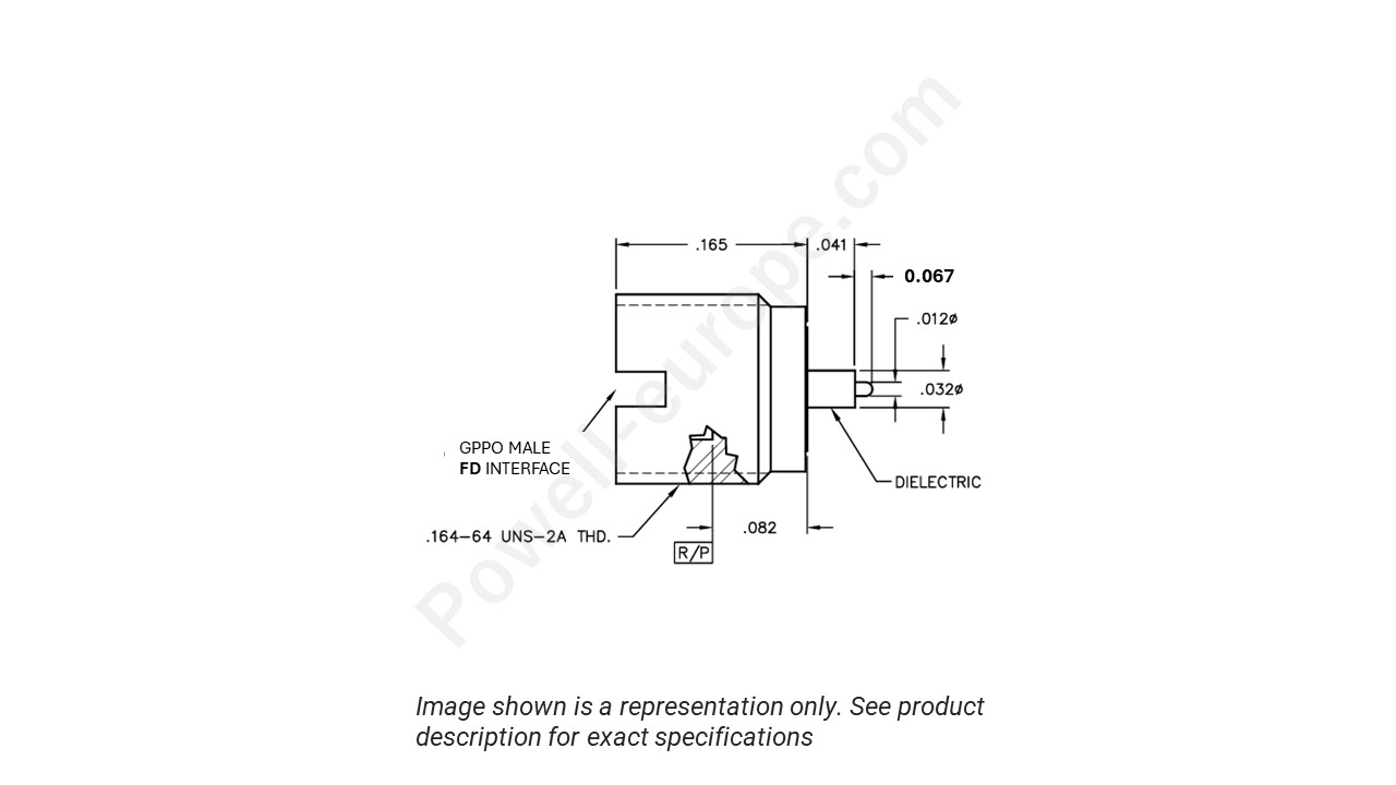 Image showing an extract of the 2D drawing of the Corning Gilbert B003-L33-02