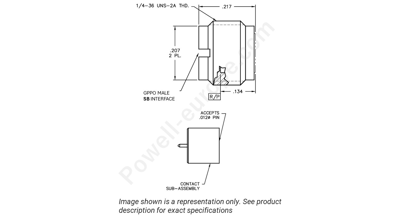 Image showing an extract of the 2D drawing of the Corning Gilbert B003-N35-01