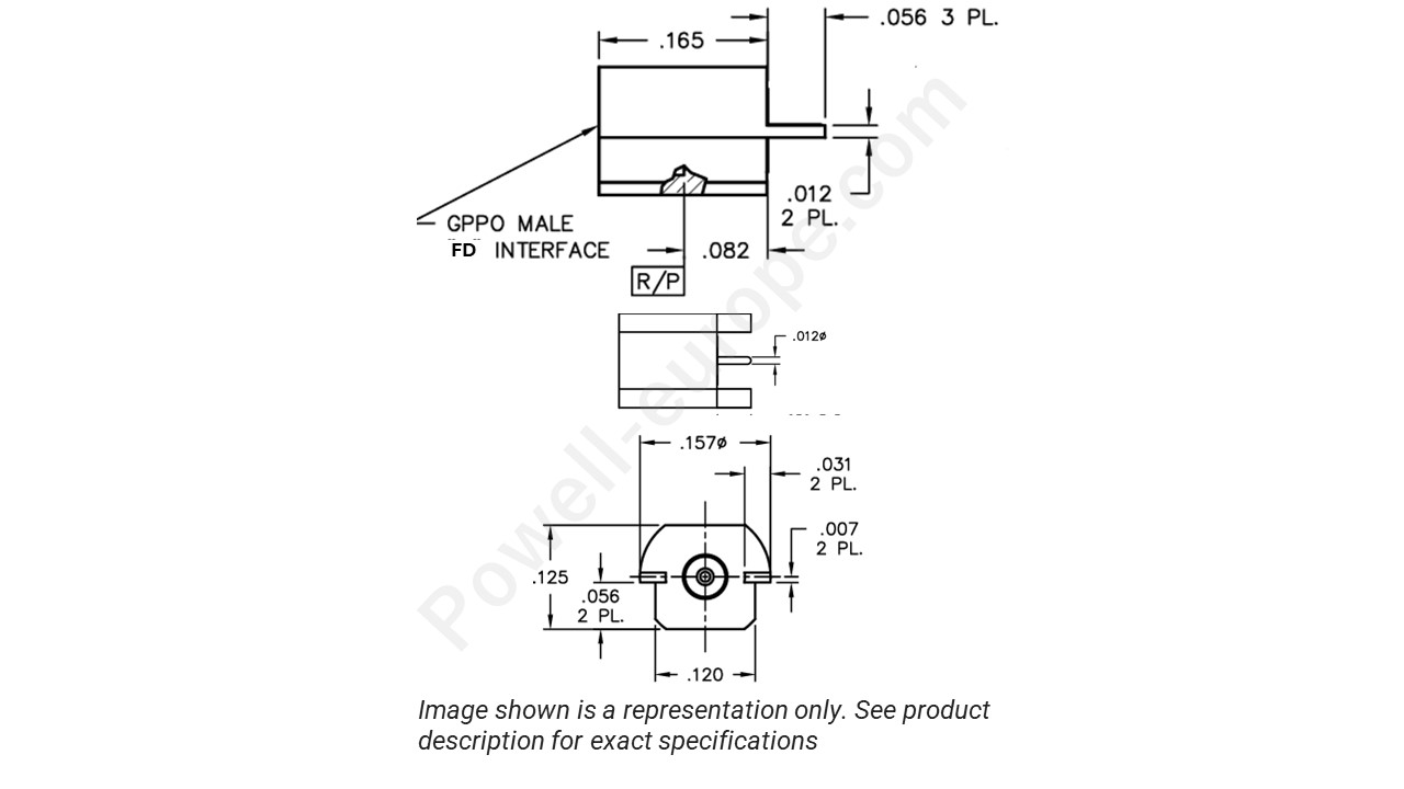 Image showing an extract of the 2D drawing of the Corning Gilbert B010-L13-01
