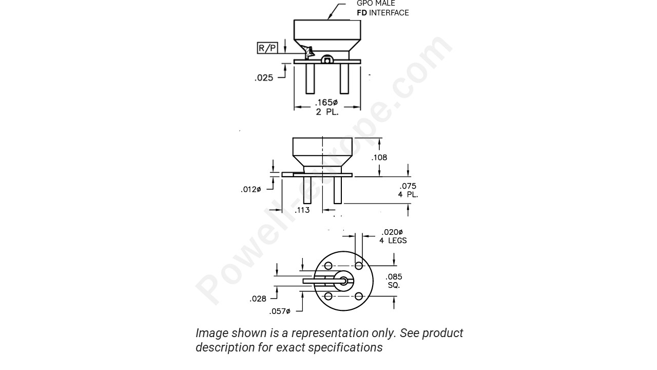 Image showing an extract of the 2D drawing of the Corning Gilbert B012-P93-02