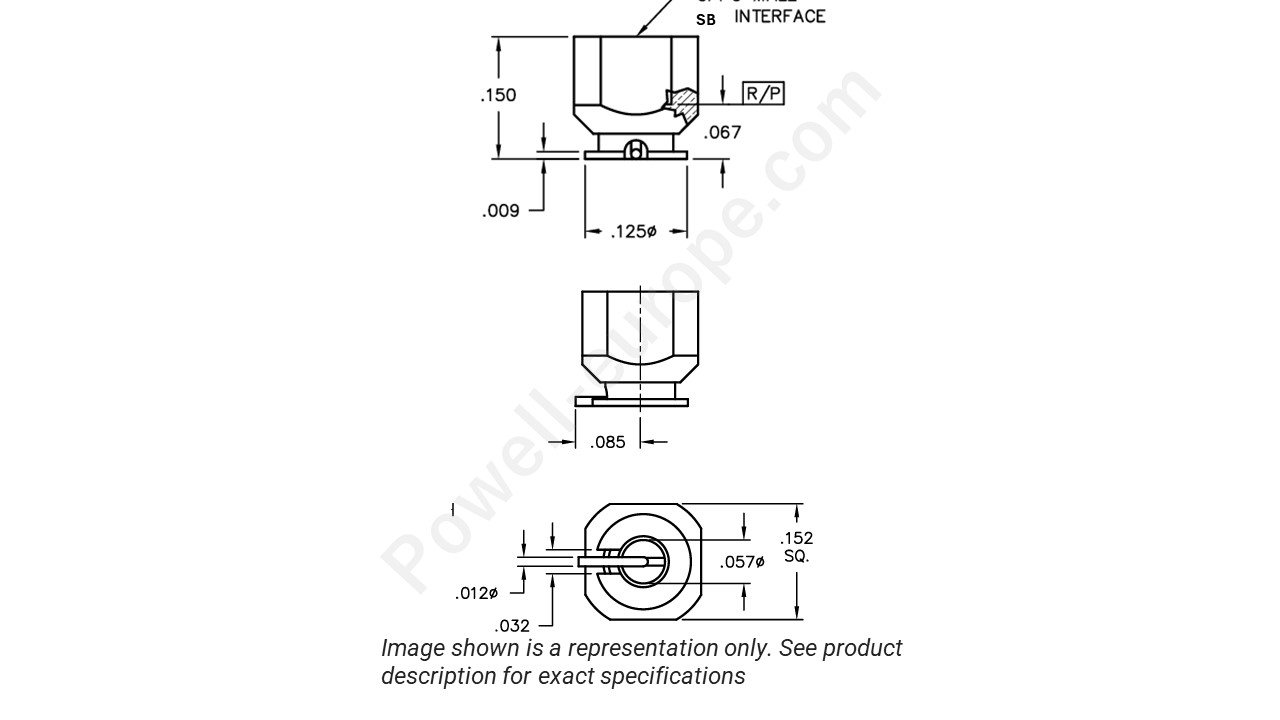 Image showing an extract of the 2D drawing of the Corning Gilbert B012-P95-01