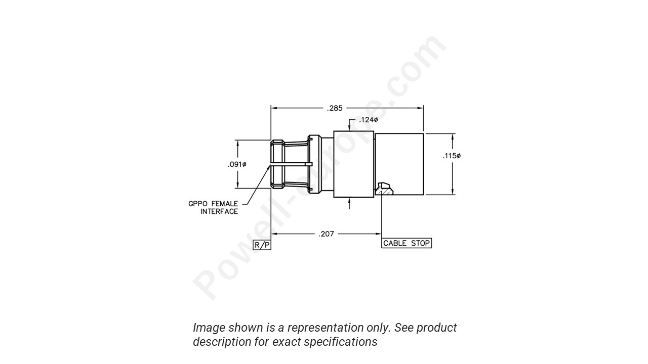 Image showing an extract of the 2D drawing of the Corning Gilbert B014-D11-01