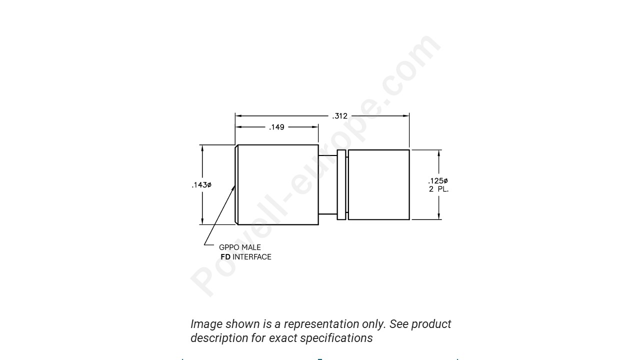 Image showing an extract of the 2D drawing of the Corning Gilbert B055-A13-01