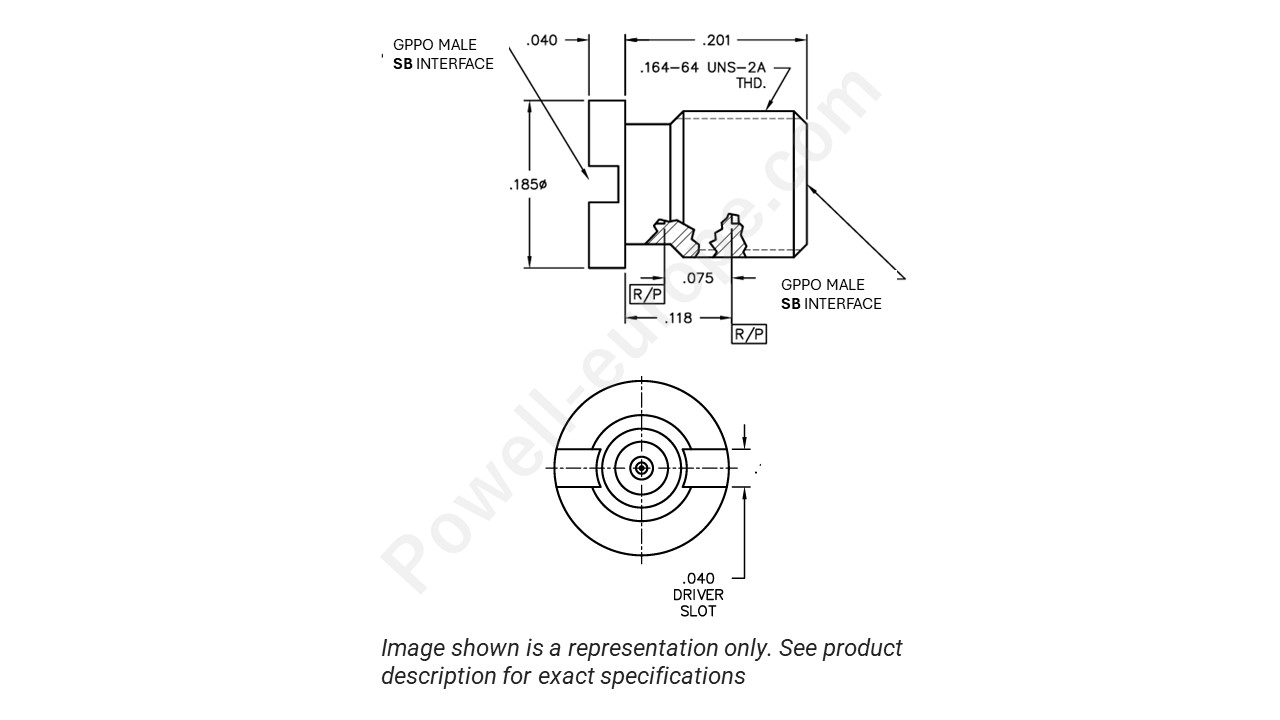 Image showing an extract of the 2D drawing of the Corning Gilbert B5B5-0523-02