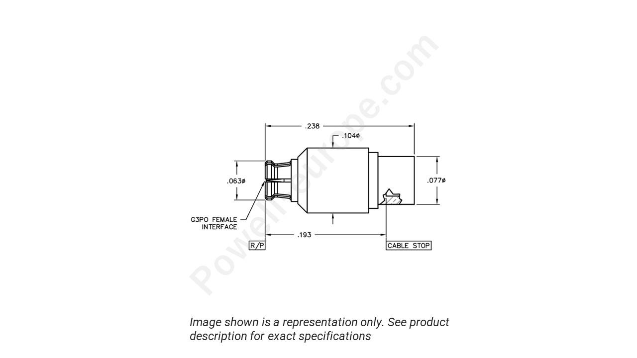 Image showing an extract of the 2D drawing of the Corning Gilbert R014-B11-01