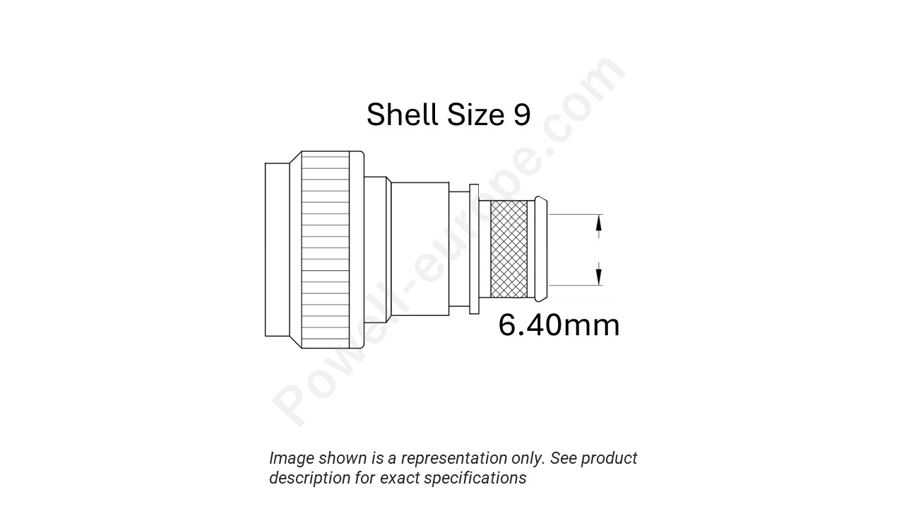 Image showing the shell size and cable insert diameter of the SPI M85049/88-9W03