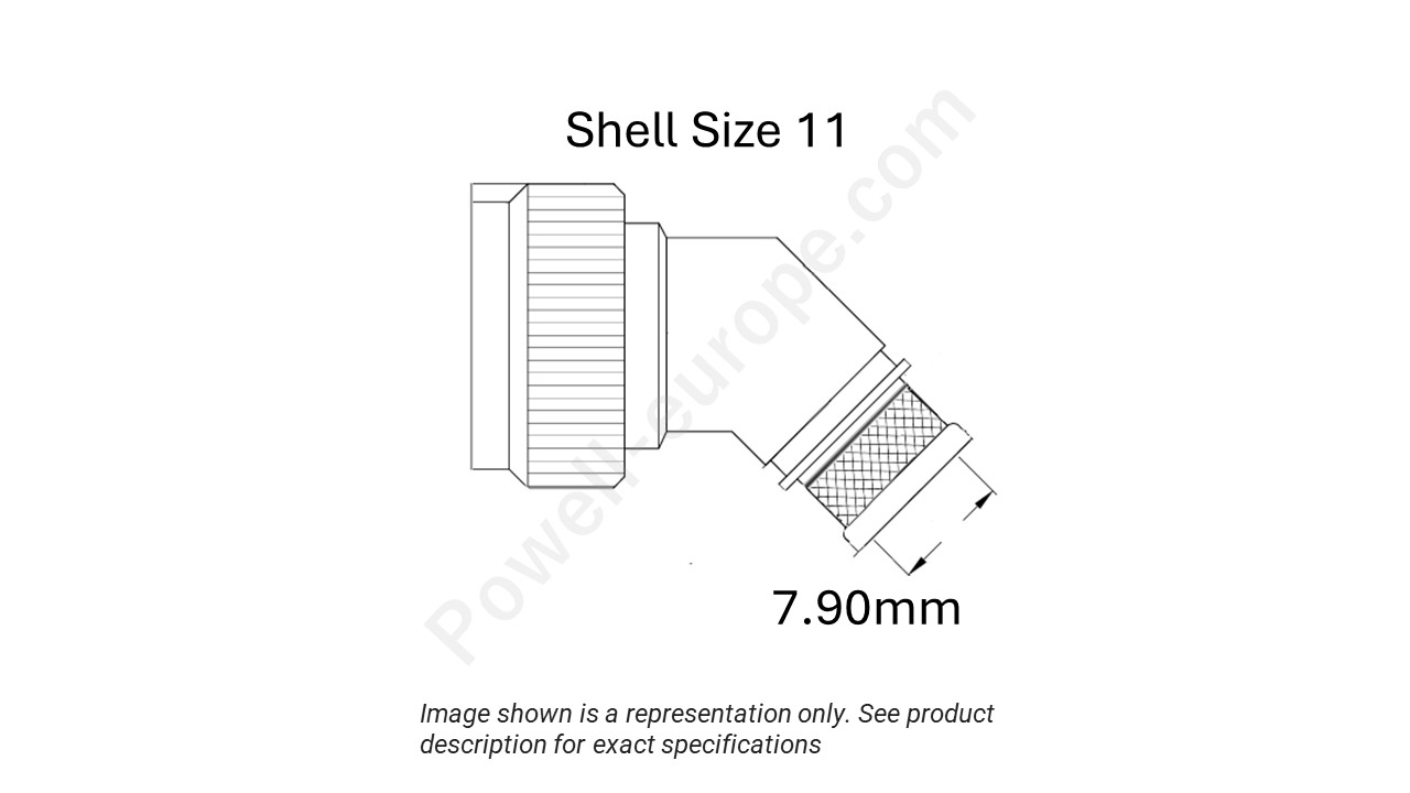 Image showing the shell size and cable insert diameter of the SPI M85049/89-11N03