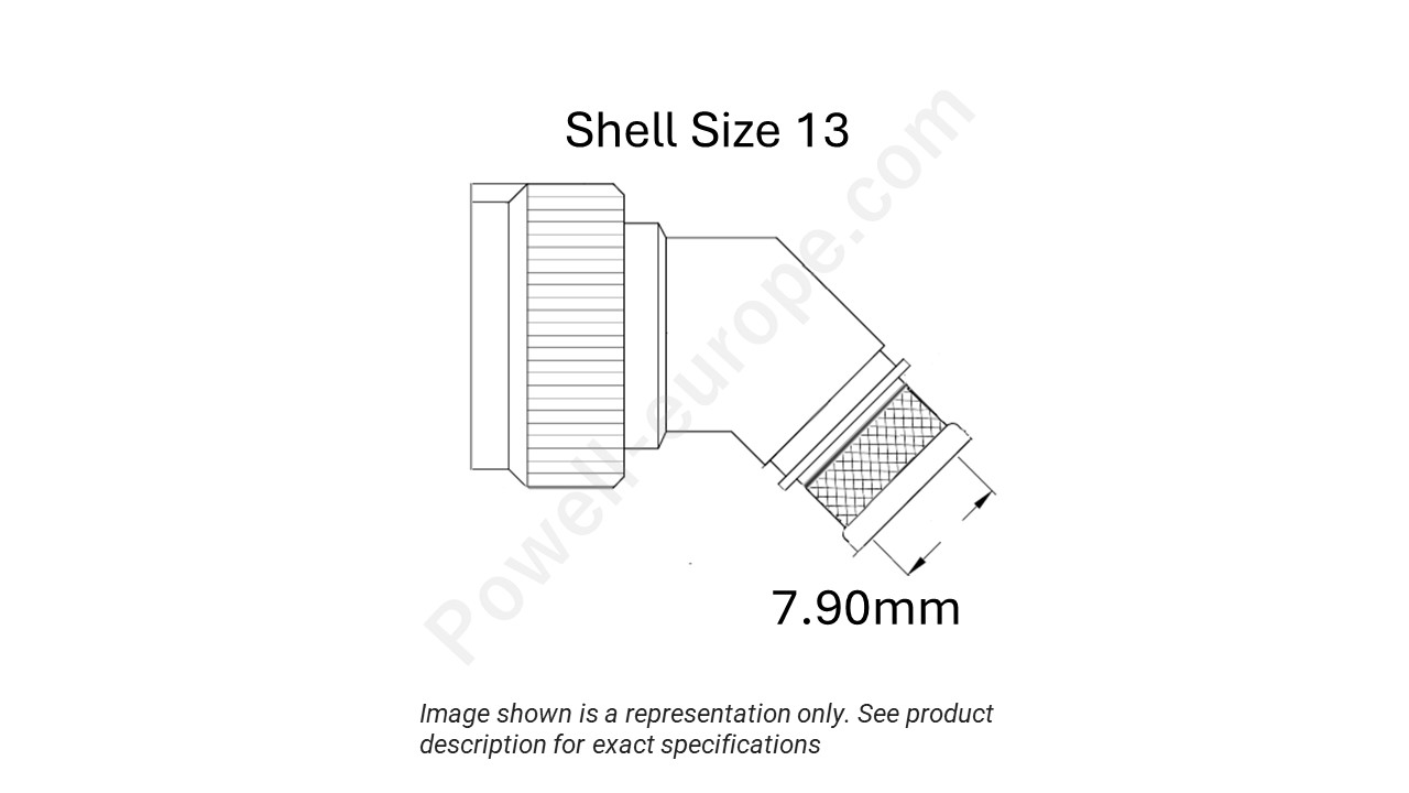 Image showing the shell size and cable insert diameter of the SPI M85049/89-13N02