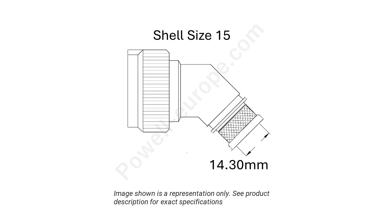 Image showing the shell size and cable insert diameter of the SPI M85049/89-15N03