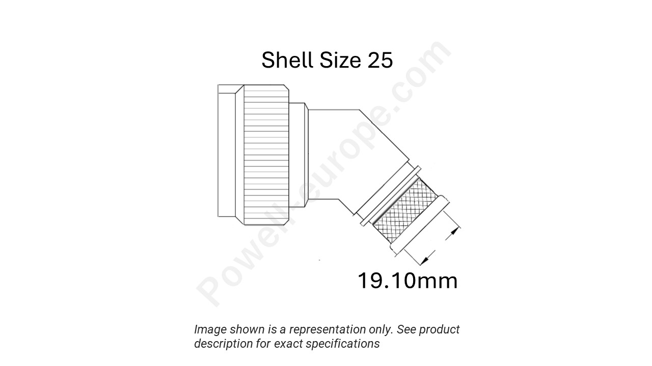 Image showing the shell size and cable insert diameter of the SPI M85049/89-25N02