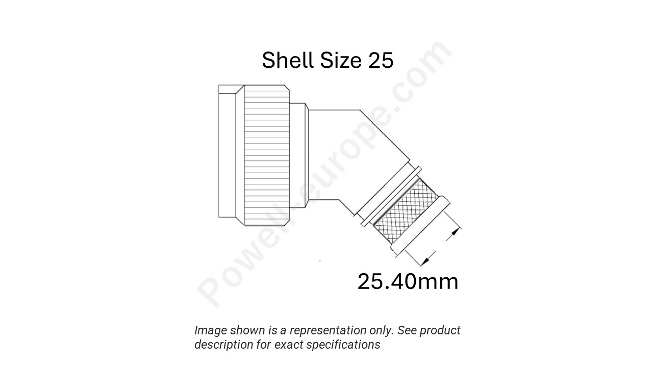 Image showing the shell size and cable insert diameter of the SPI M85049/89-25N03