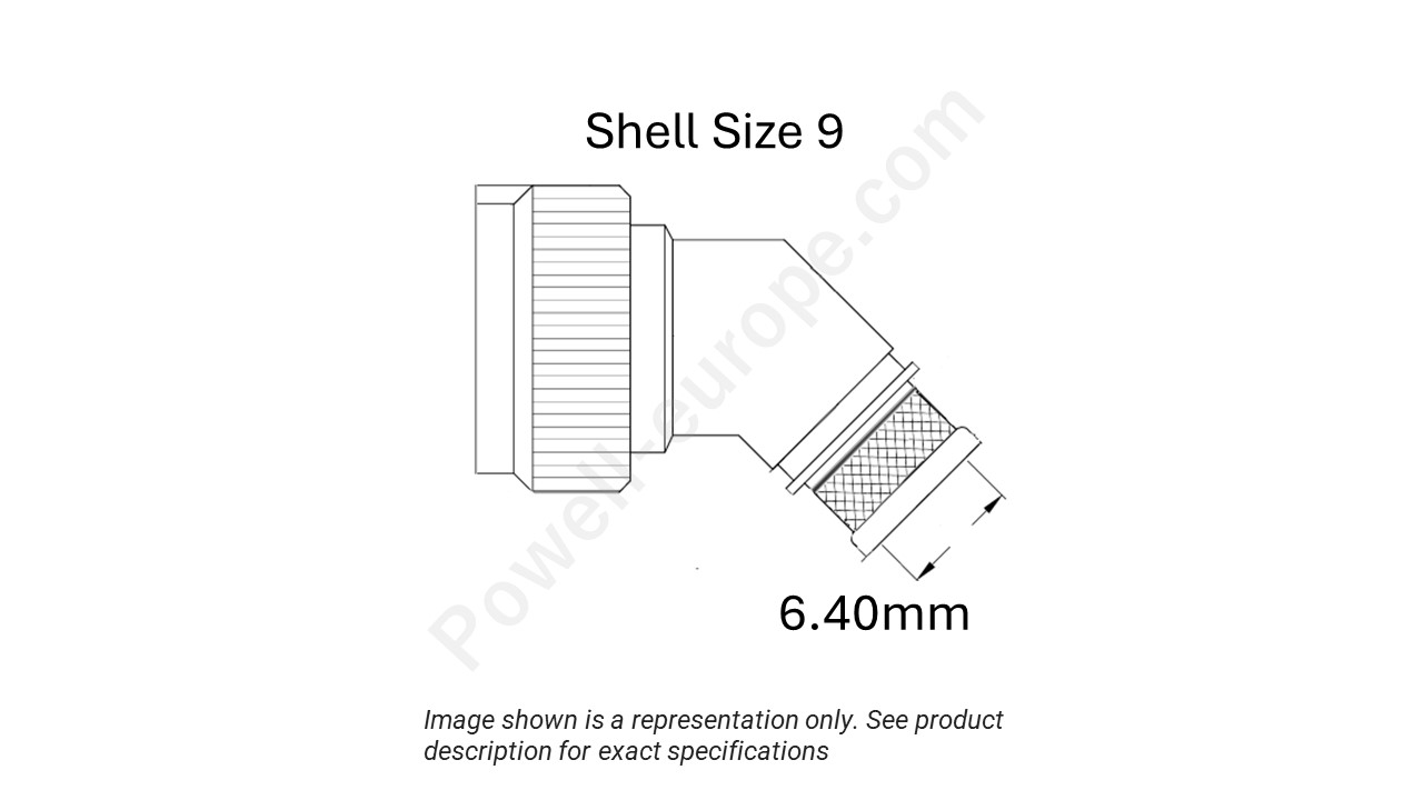 Image showing the shell size and cable insert diameter of the SPI M85049/89-9N03