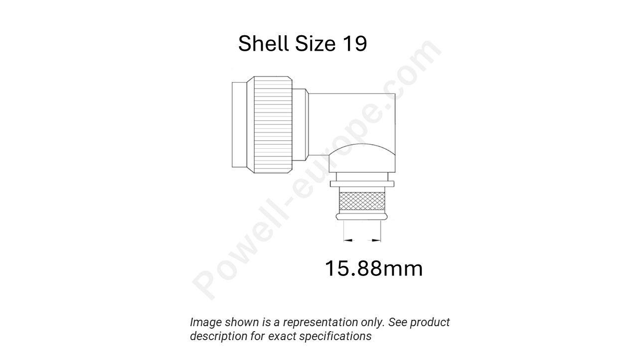 Image showing the shell size and cable insert diameter of the SPI M85049/90-19N02